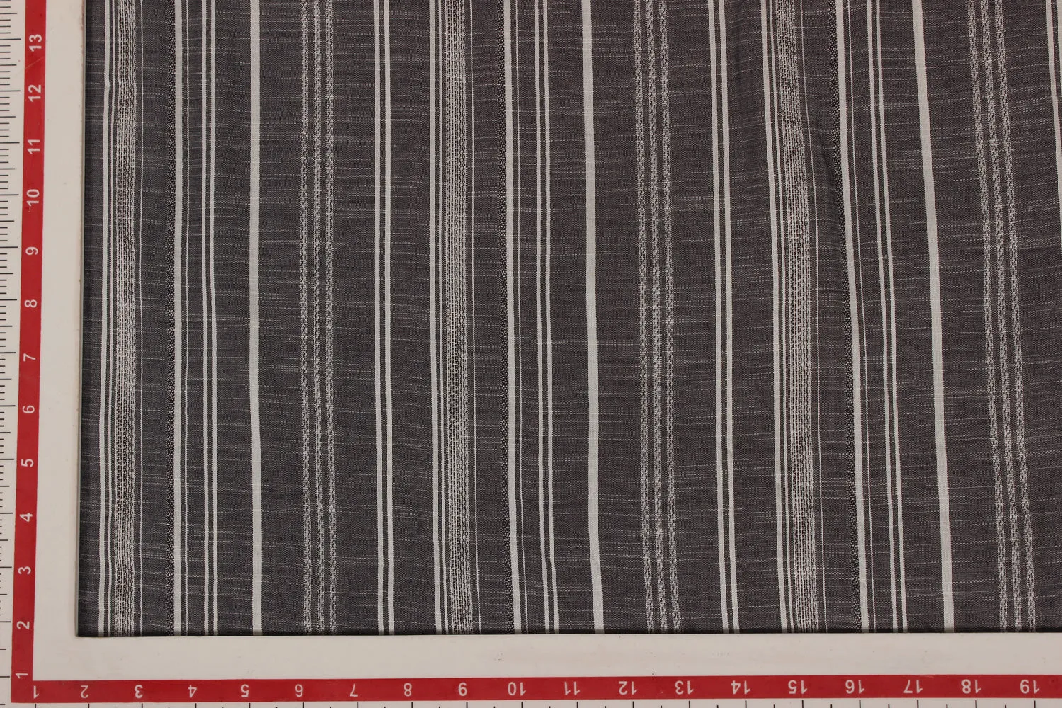 Gray & White Stripes Viscose Slub Fabric