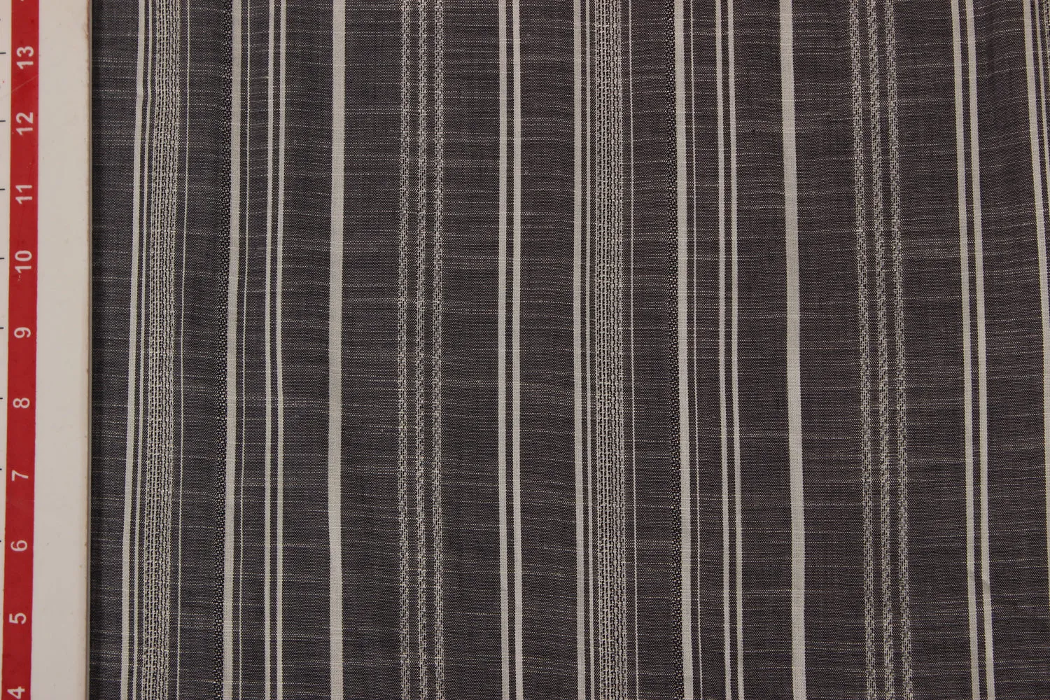 Gray & White Stripes Viscose Slub Fabric
