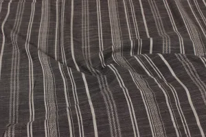 Gray & White Stripes Viscose Slub Fabric