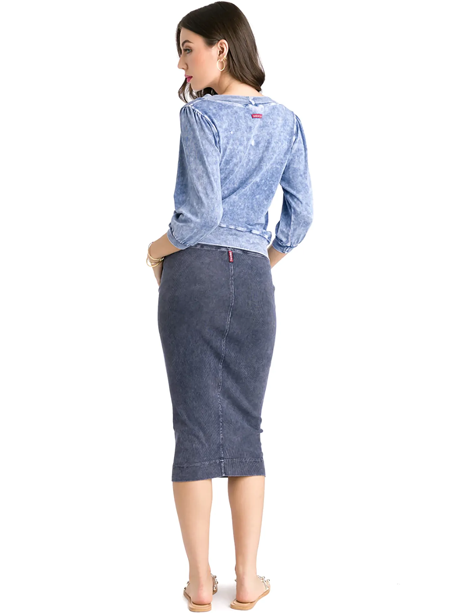 Hard Tail Midi Ribbed Pencil Skirt CS-104