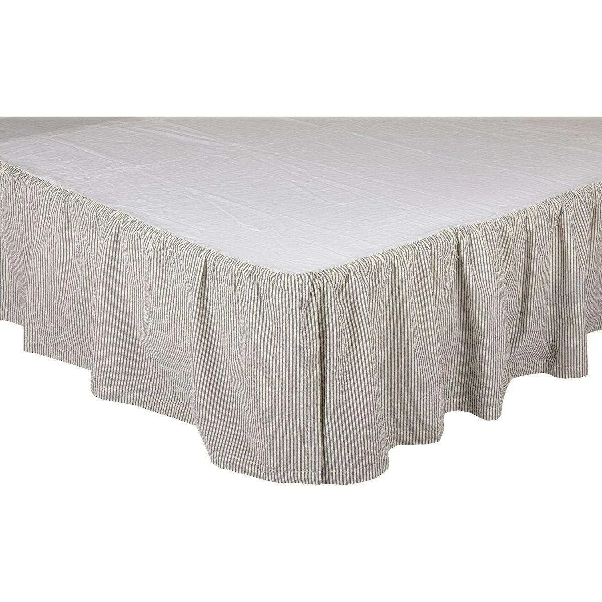 Hatteras Seersucker Blue Ticking Stripe Bed Skirts VHC Brands