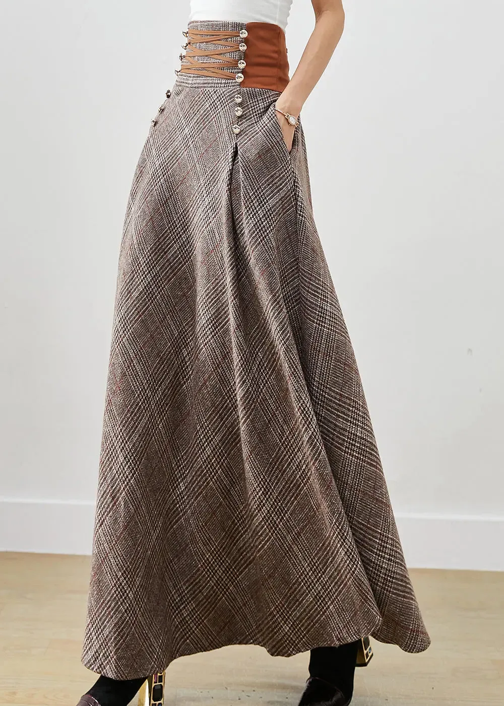 High Waist Exra Large Hem Cotton Skirts Fall