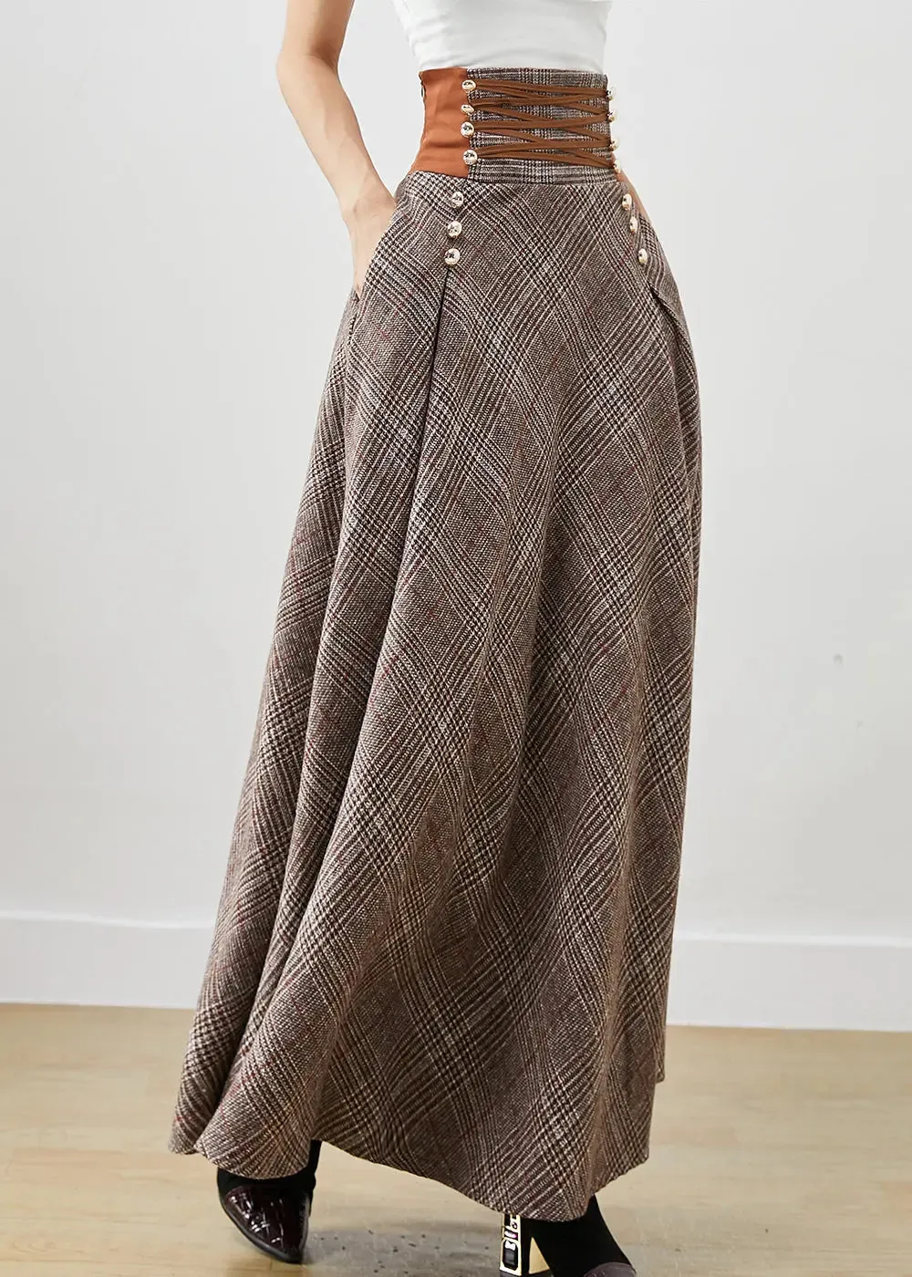 High Waist Exra Large Hem Cotton Skirts Fall