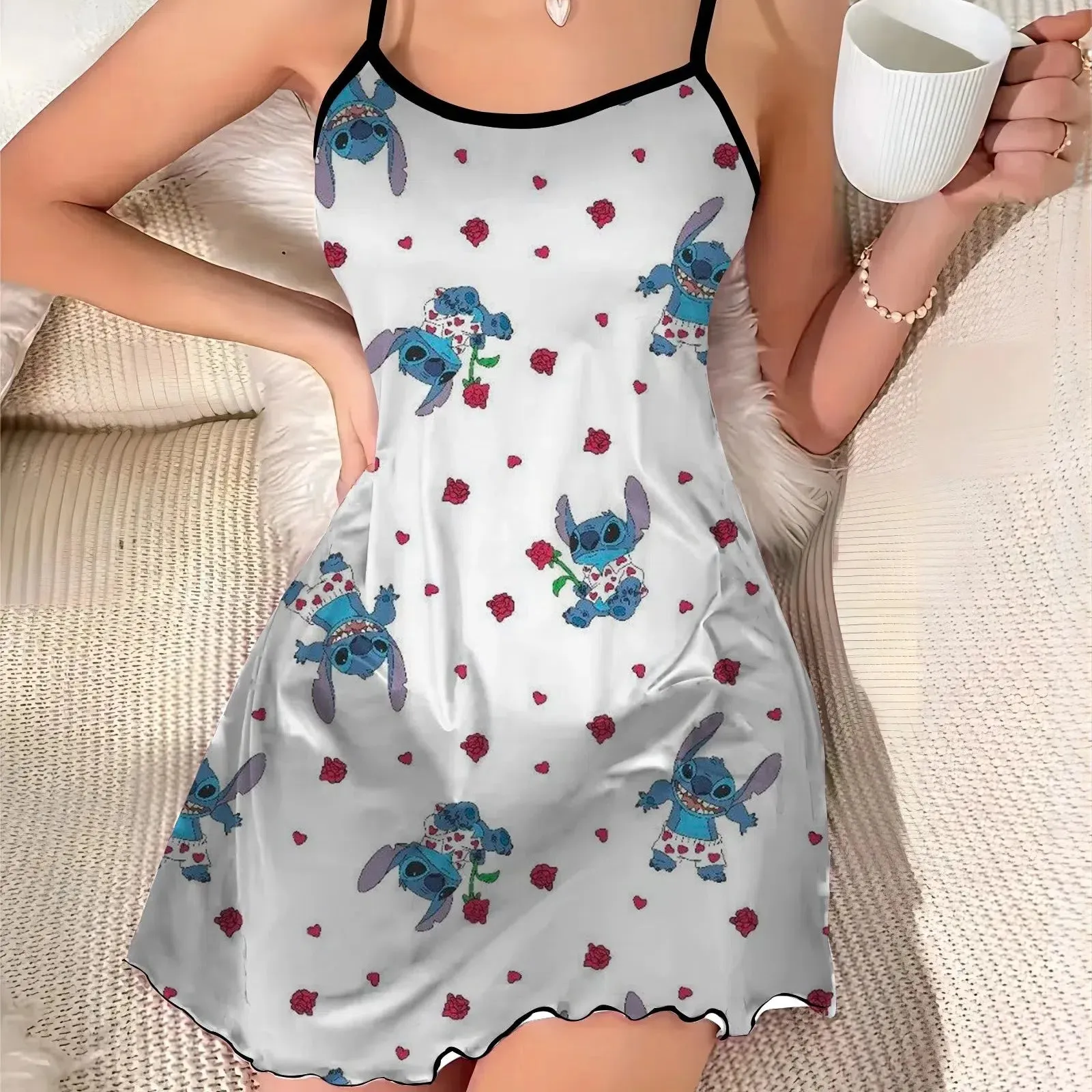 Home Dress Fashion Summer Dresses Chic Mini Lettuce Trim