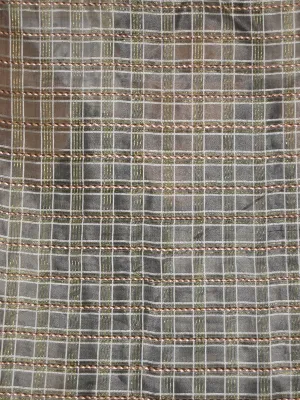 ivory silk organza fabric 44&quot; ~fancy rope stripes / plaids