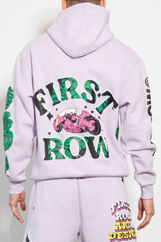 Lavender Kaneda'S Bike Flock Emb. Graphic Hoodie