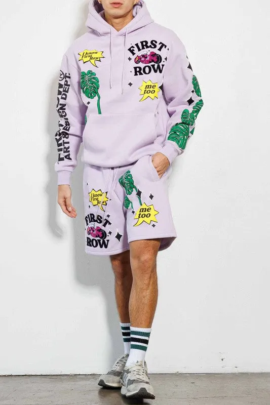 Lavender Kaneda'S Bike Flock Emb. Graphic Hoodie