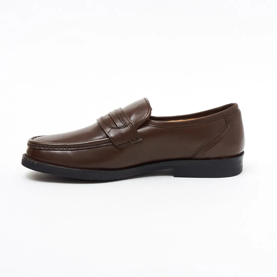 Leather Comfortable Lightweight Lace Up Wide Fit Shoes 17982 Brown