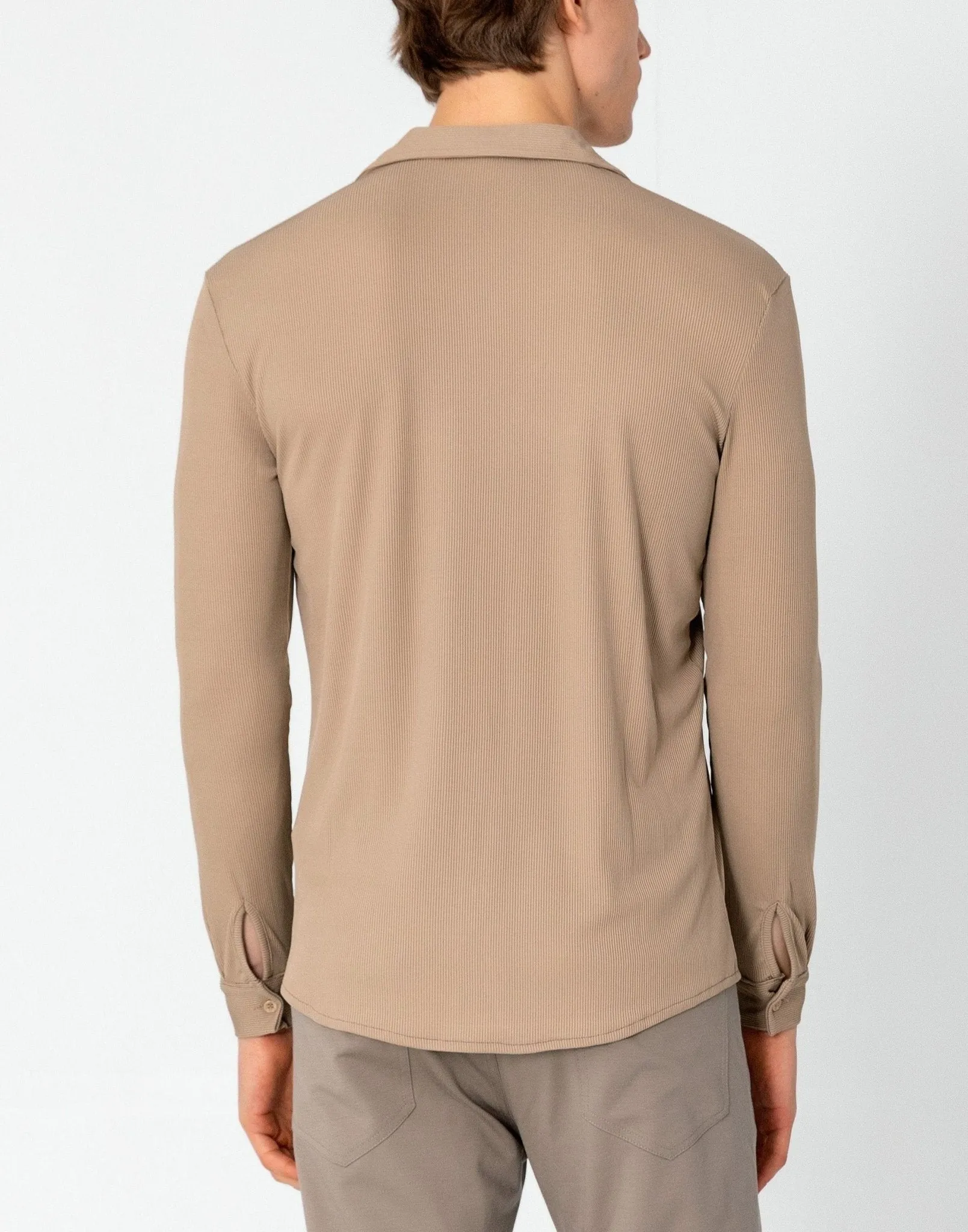 Lightweight Drapery Plisse Shirt - Beige