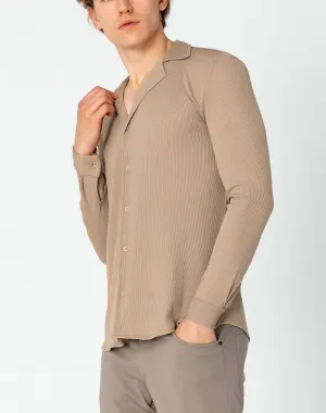 Lightweight Drapery Plisse Shirt - Beige