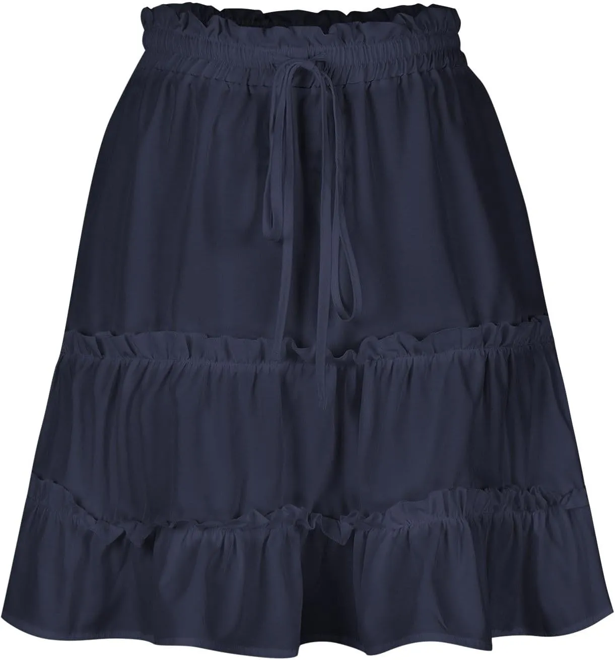 Lightweight Skirts for Women with Drawstring Layered Soft Flowy Swing High Waist Trendy Summer Beach Skirt