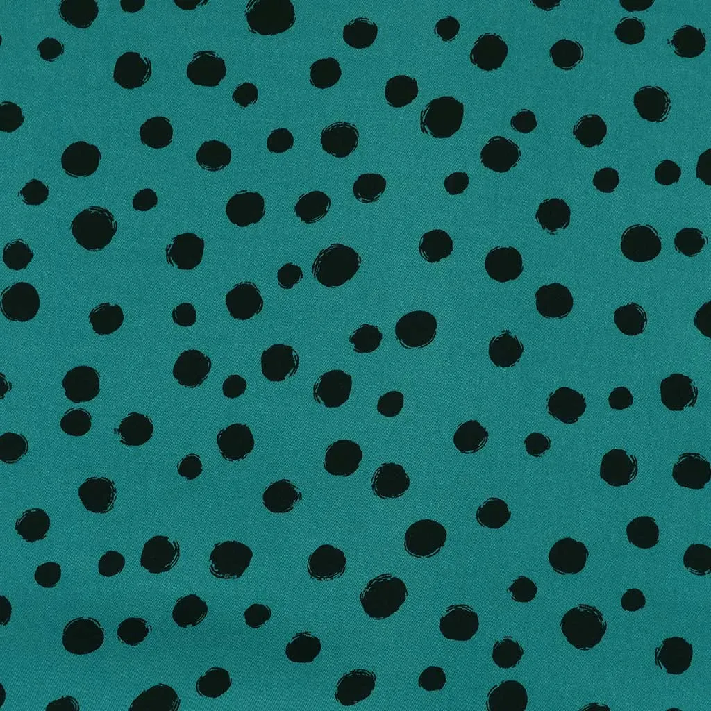 Linz - Almost Turquoise Spotty Viscose Woven Twill Fabric