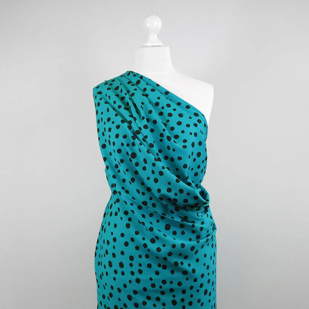 Linz - Almost Turquoise Spotty Viscose Woven Twill Fabric