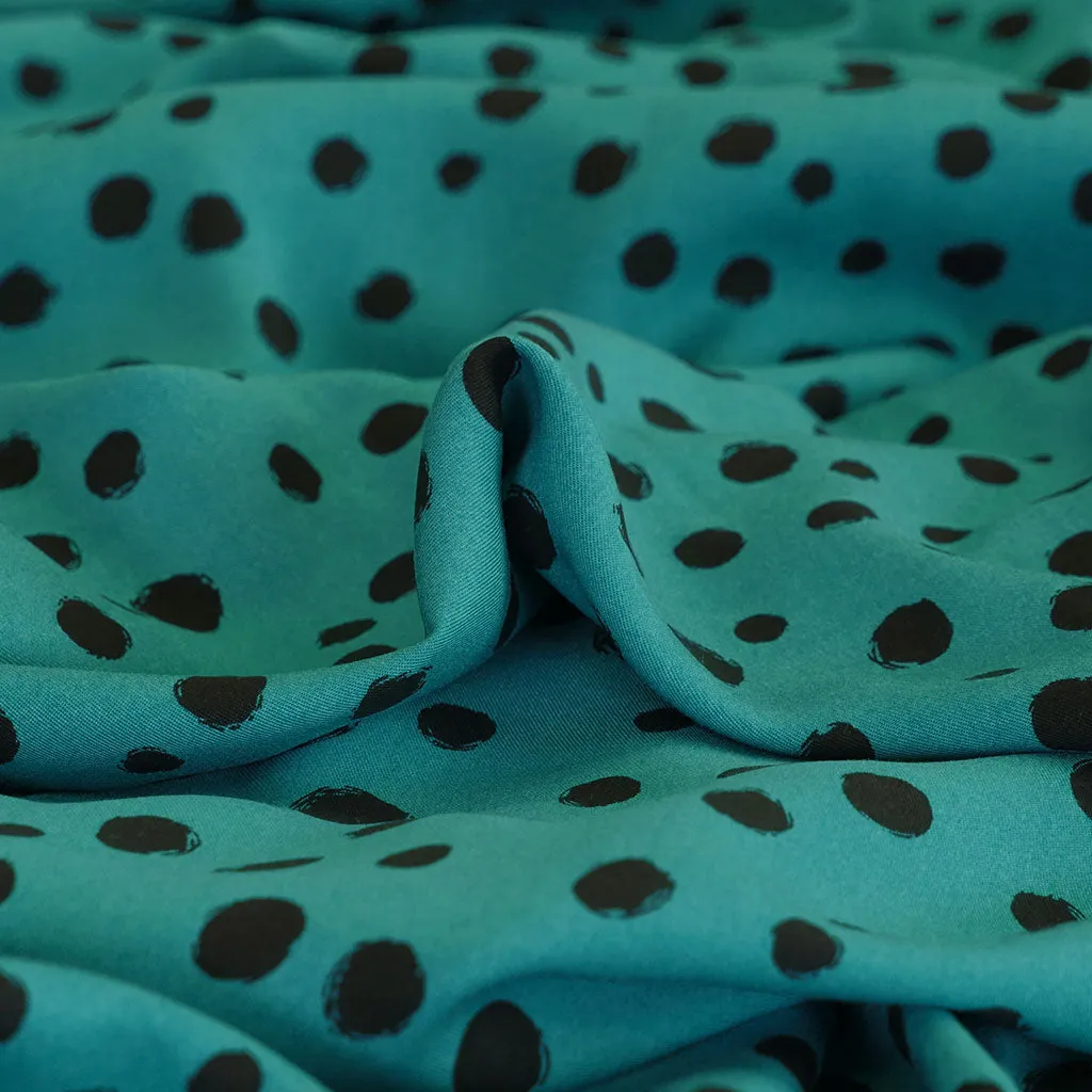 Linz - Almost Turquoise Spotty Viscose Woven Twill Fabric