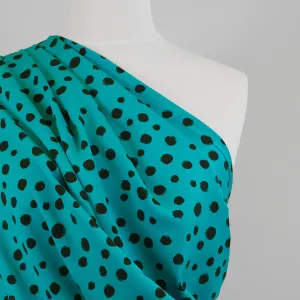 Linz - Almost Turquoise Spotty Viscose Woven Twill Fabric