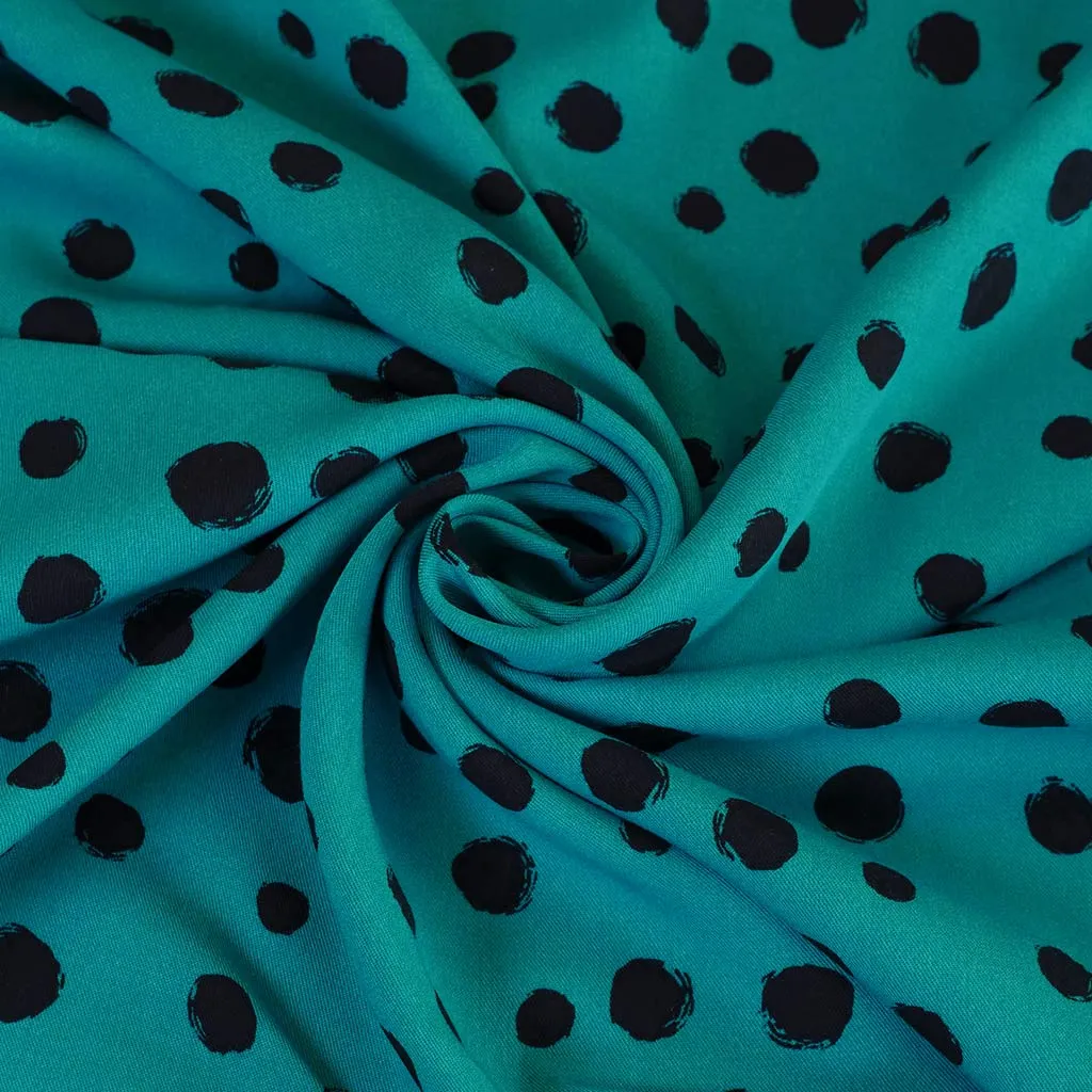 Linz - Almost Turquoise Spotty Viscose Woven Twill Fabric