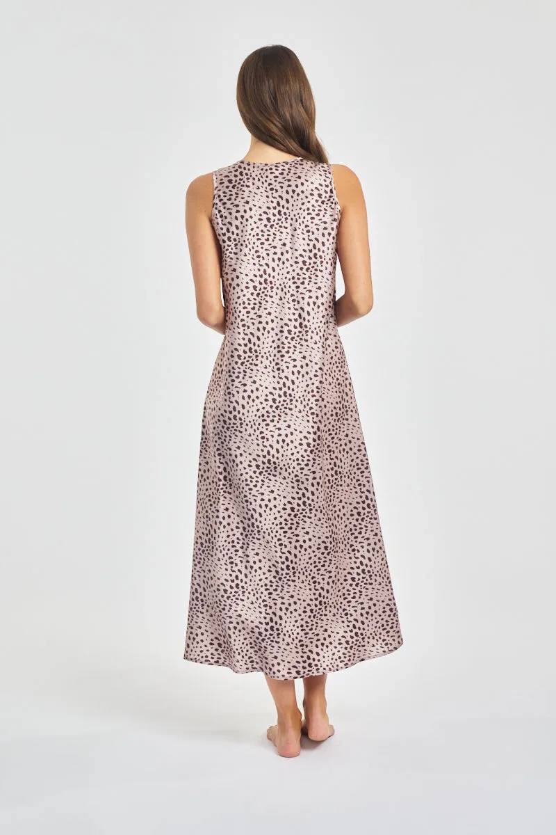 Love & Lustre - Mono Silk Long Nightie | Leopard Print