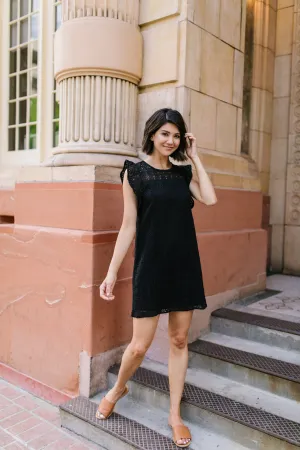 Lovely Lace Overlay Dress In Black
