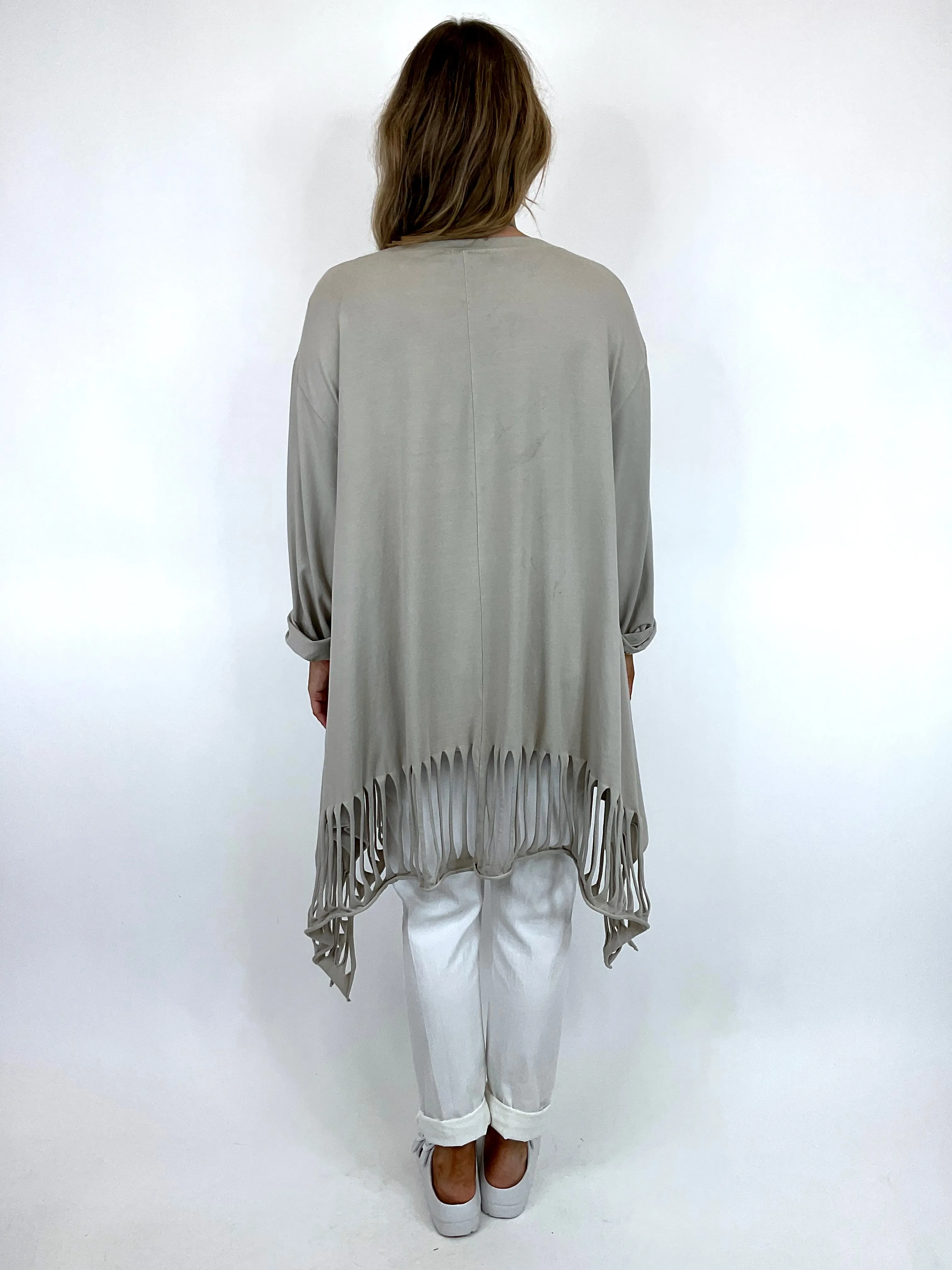 Made in Italy Lagenlook Mia Laser Hem Top in Cream. Code 06020