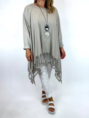 Made in Italy Lagenlook Mia Laser Hem Top in Cream. Code 06020