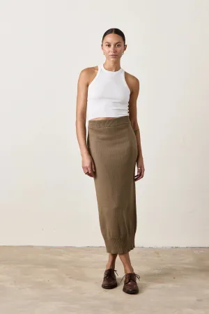 Marie Knit Skirt ~ Khaki