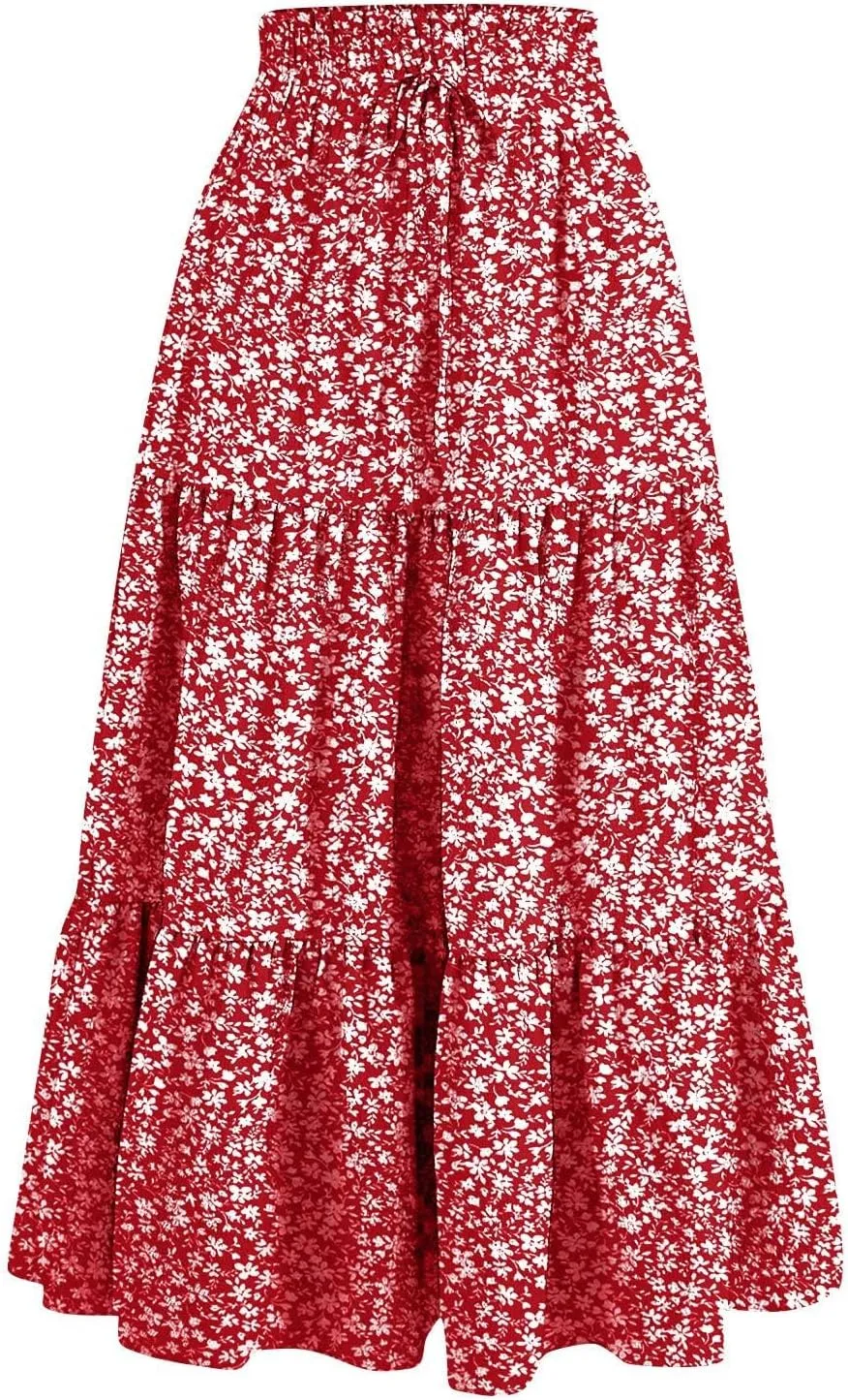 Maxi Skirt for Women 2025 Maxi Spring Flowy Boho Comfy Tiered Western Womens Midi Skirts
