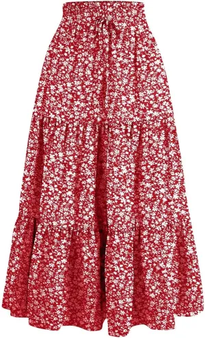 Maxi Skirt for Women 2025 Maxi Spring Flowy Boho Comfy Tiered Western Womens Midi Skirts