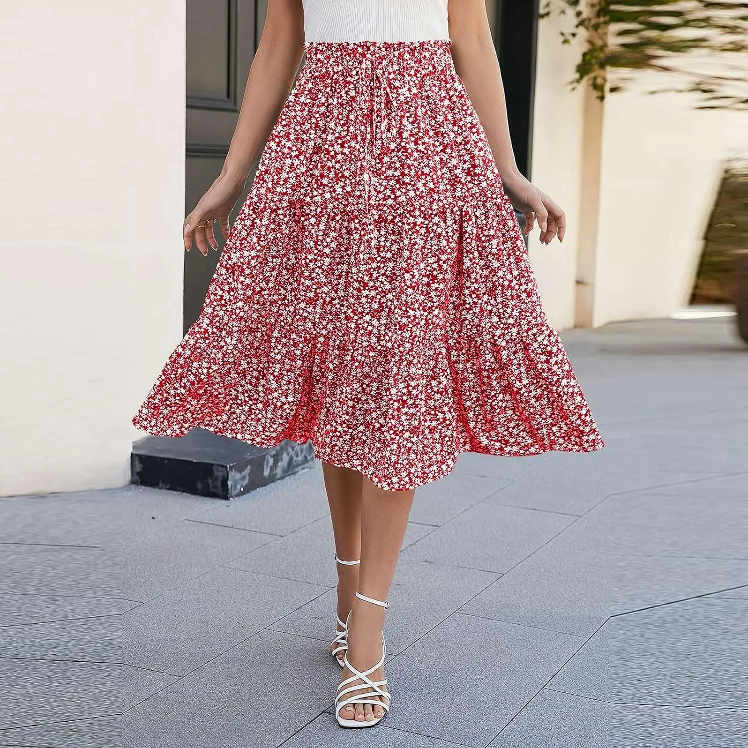 Maxi Skirt for Women 2025 Maxi Spring Flowy Boho Comfy Tiered Western Womens Midi Skirts