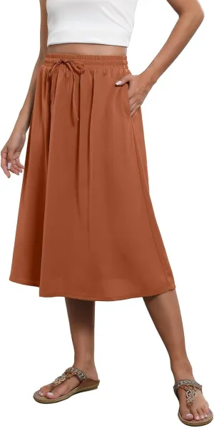 Maxi Skirts for Women Casual Summer Boho High Waisted Floral Skirt Loose Flowy Pleated A-Line Skirt
