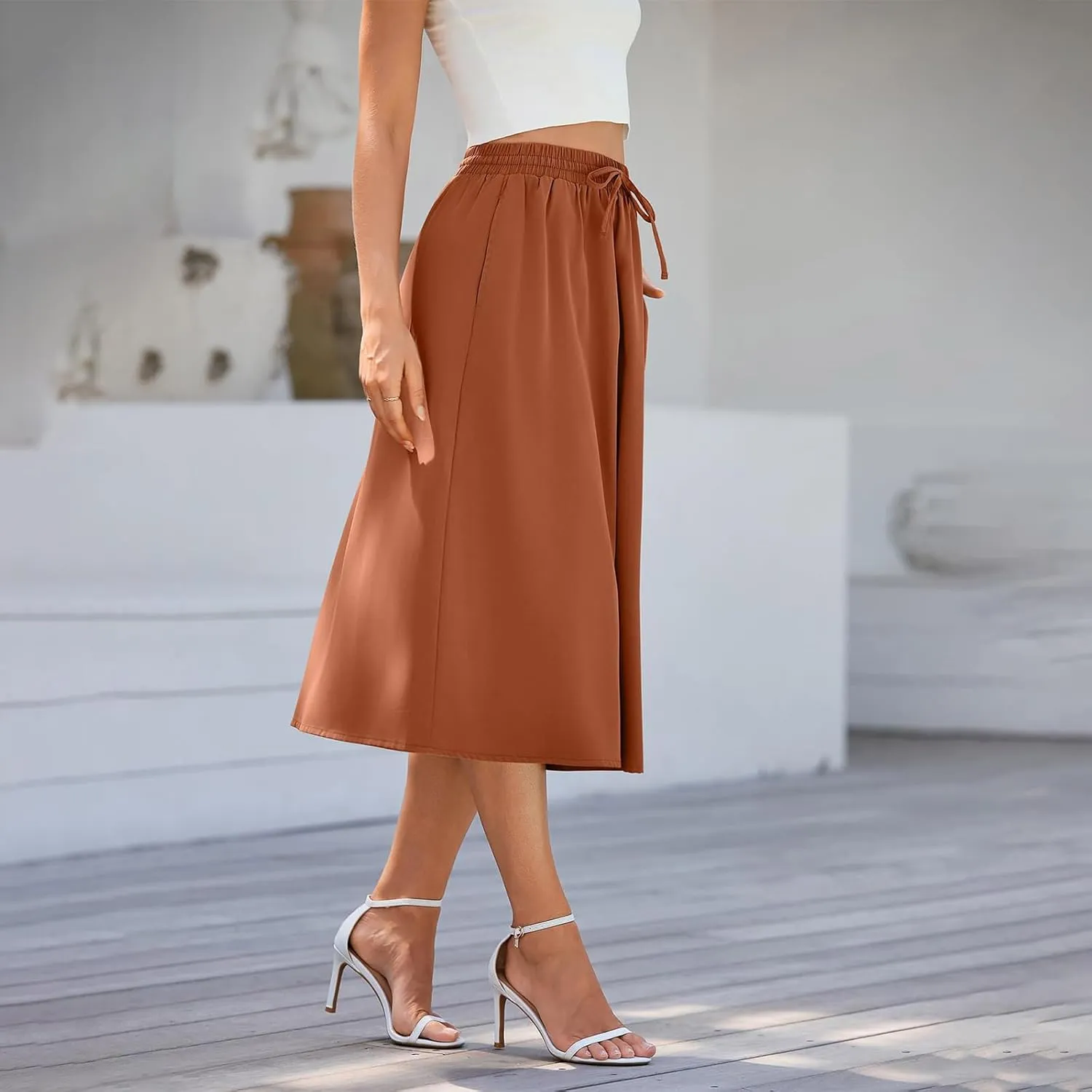Maxi Skirts for Women Casual Summer Boho High Waisted Floral Skirt Loose Flowy Pleated A-Line Skirt