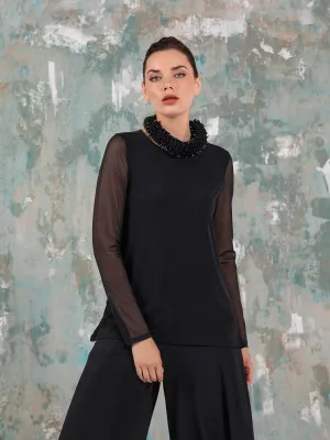 Mia Top, Black Mesh