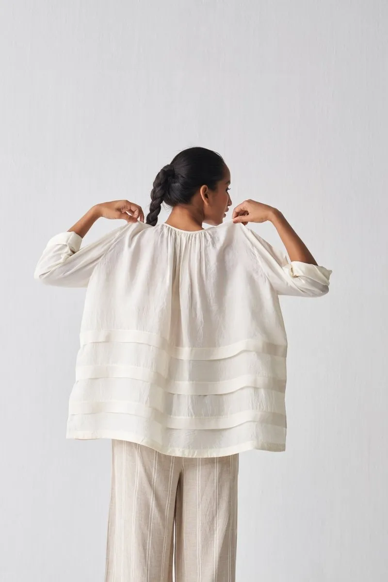 Multi Pleat Top - Ivory