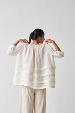 Multi Pleat Top - Ivory