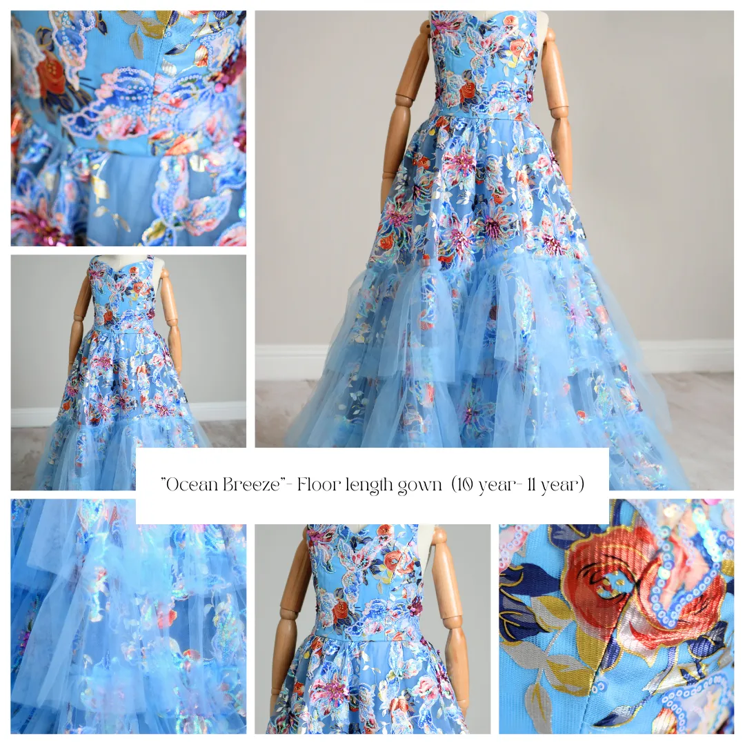 NEW "Ocean Breeze"- Floor length gown  (10 year- 11 year)