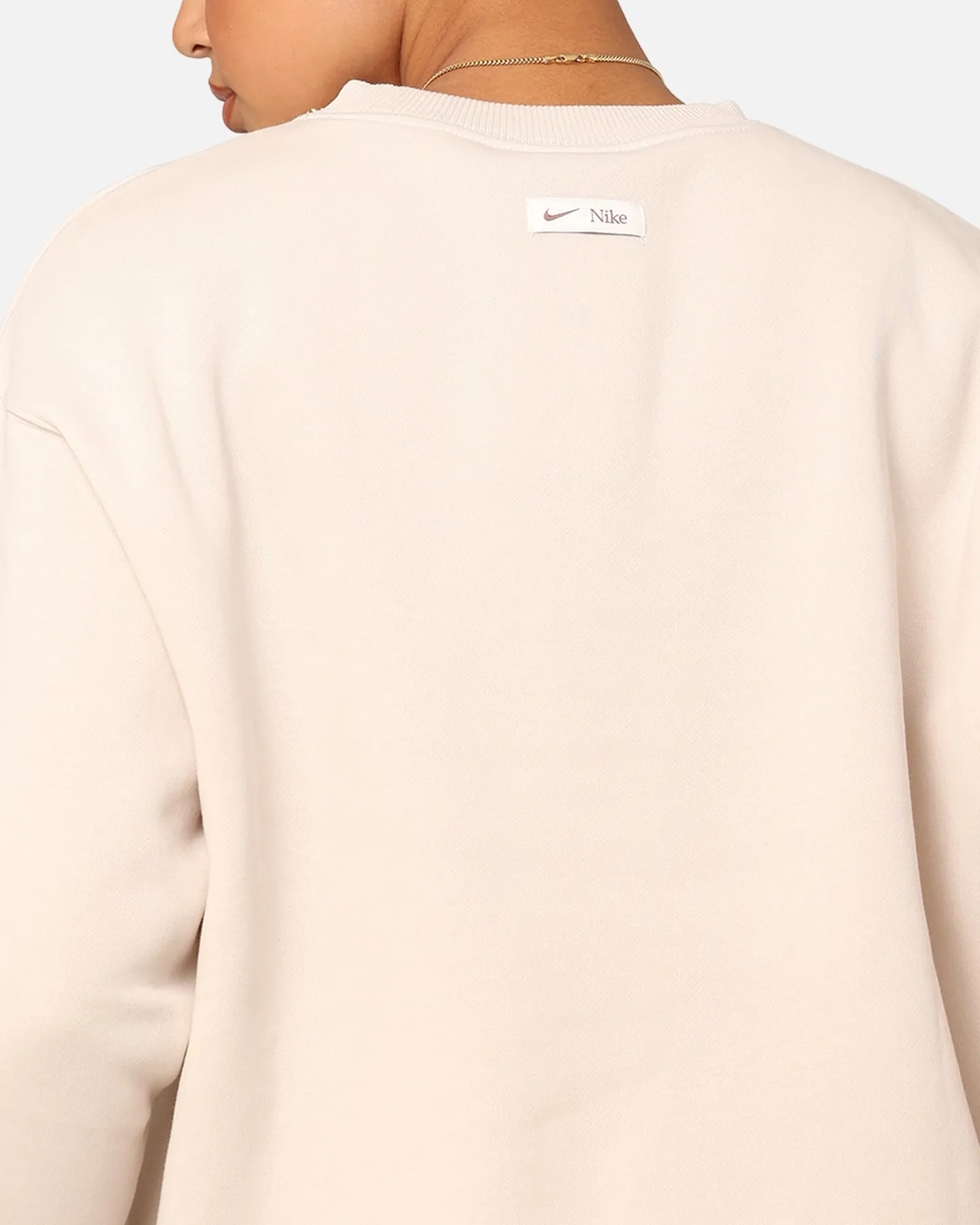 Nike Women's Sportswear Phoenix Fleece Oversized Logo Crewneck Light Orewood Brown