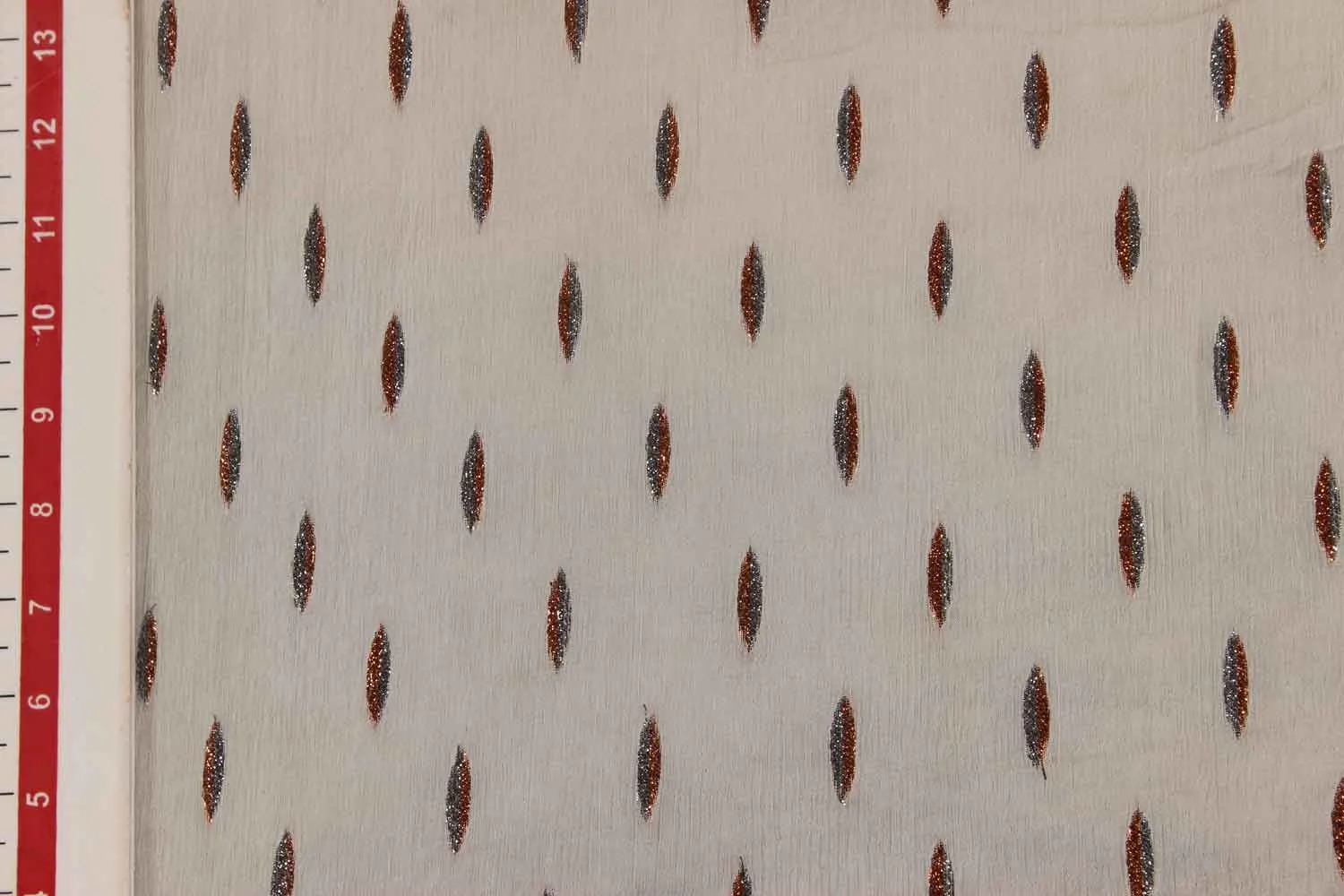 Off white Motifs Chiffon jacquard Viscose Lurex Fabric