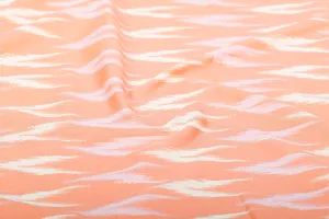 Orange Abstract Ikat Print Cotton Fabric