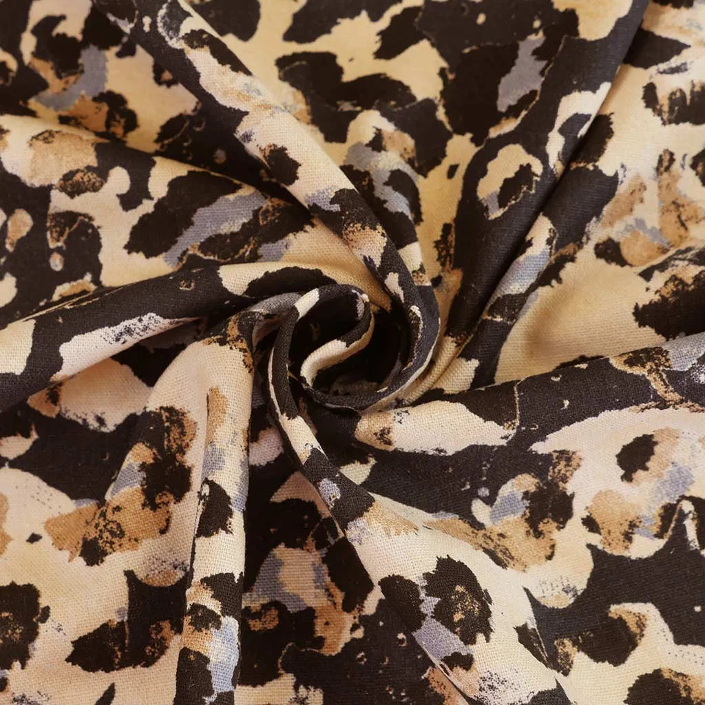 Palermo - Navy and Camel Wild Viscose Linen Woven Fabric
