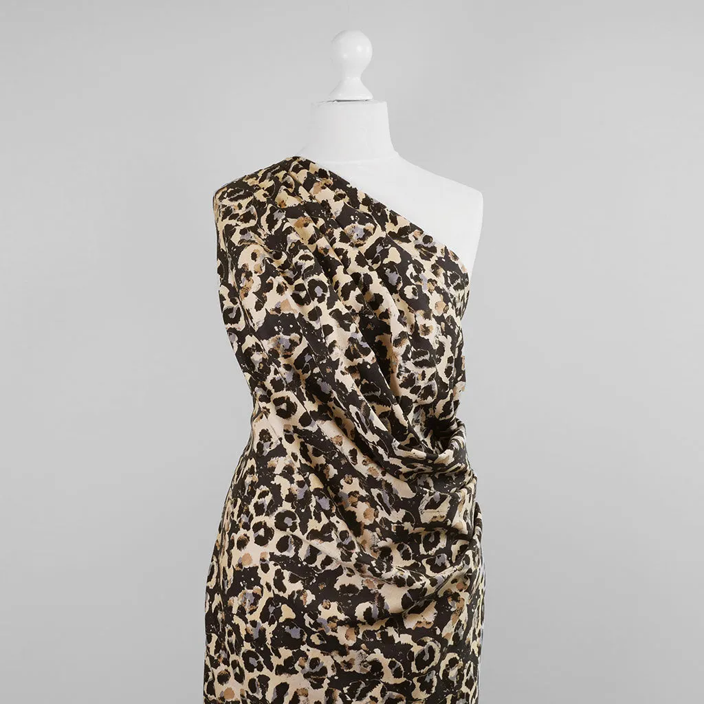Palermo - Navy and Camel Wild Viscose Linen Woven Fabric