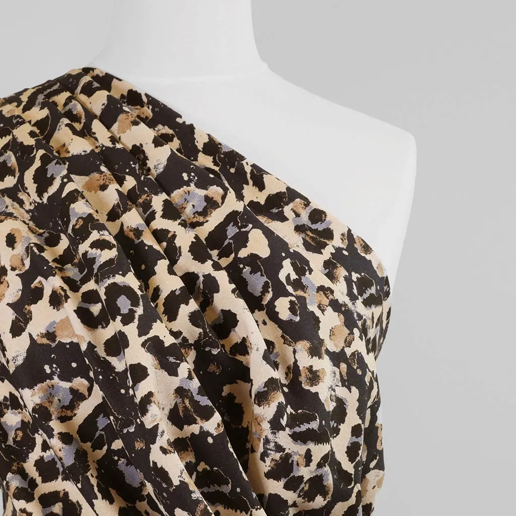 Palermo - Navy and Camel Wild Viscose Linen Woven Fabric