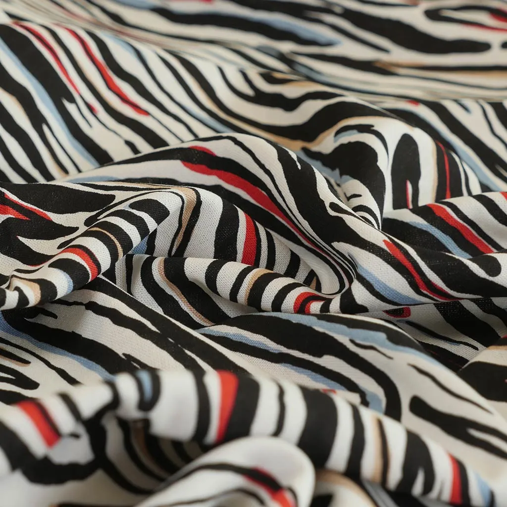 Palermo - Red Ebb & Flow Viscose Linen Woven Fabric