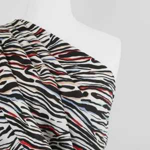 Palermo - Red Ebb & Flow Viscose Linen Woven Fabric