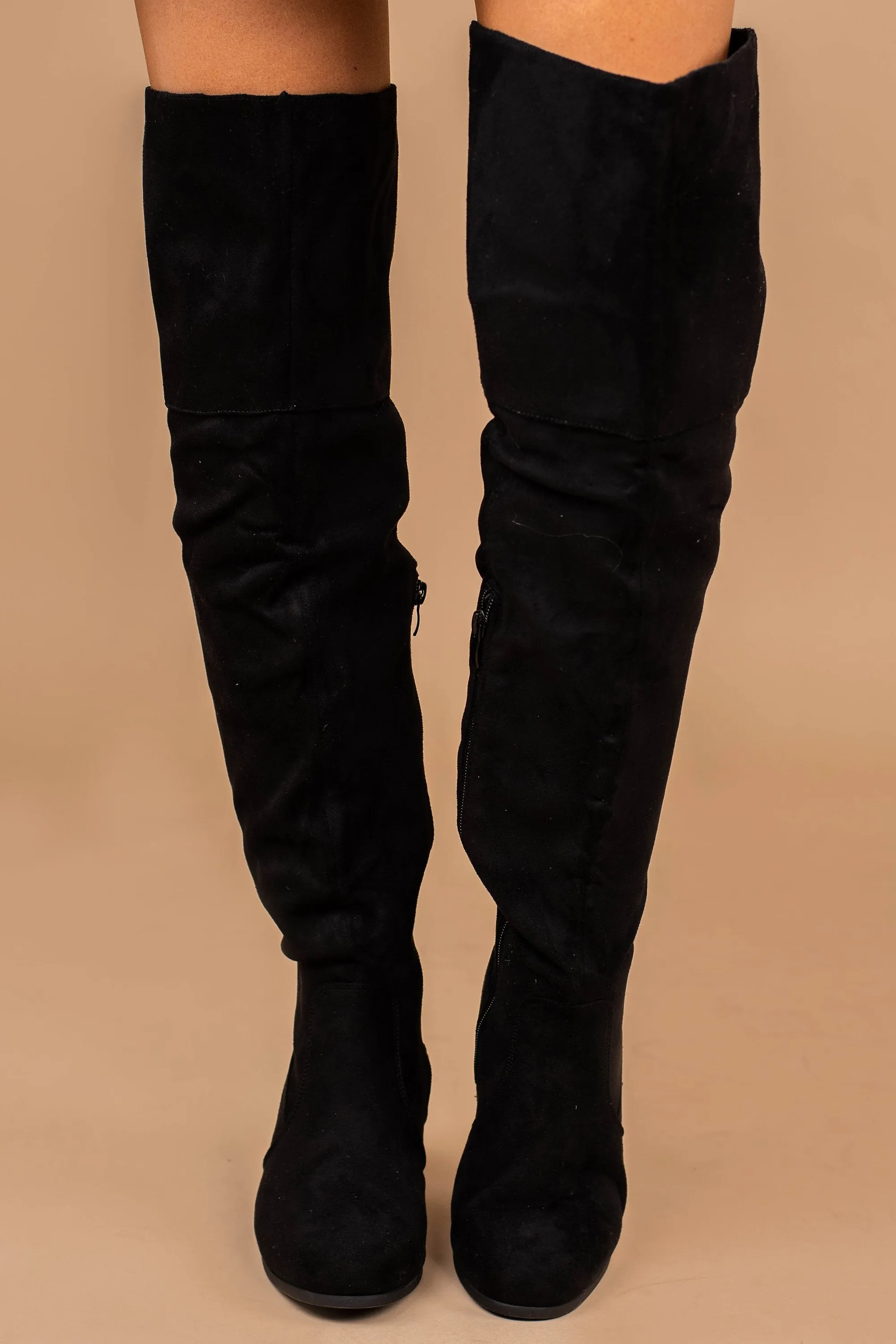 Perfect Connection Black Over The Knee Boots