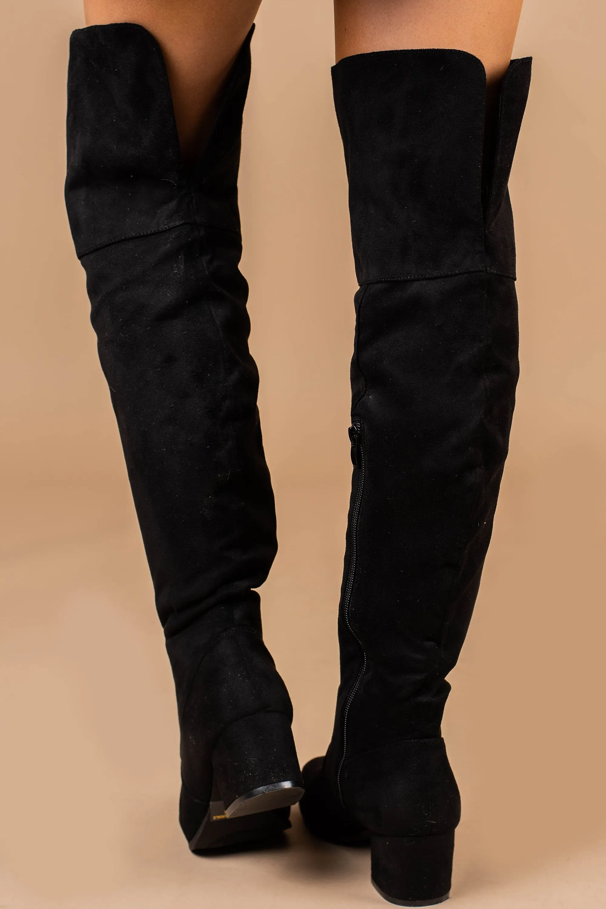 Perfect Connection Black Over The Knee Boots