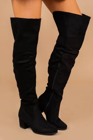 Perfect Connection Black Over The Knee Boots