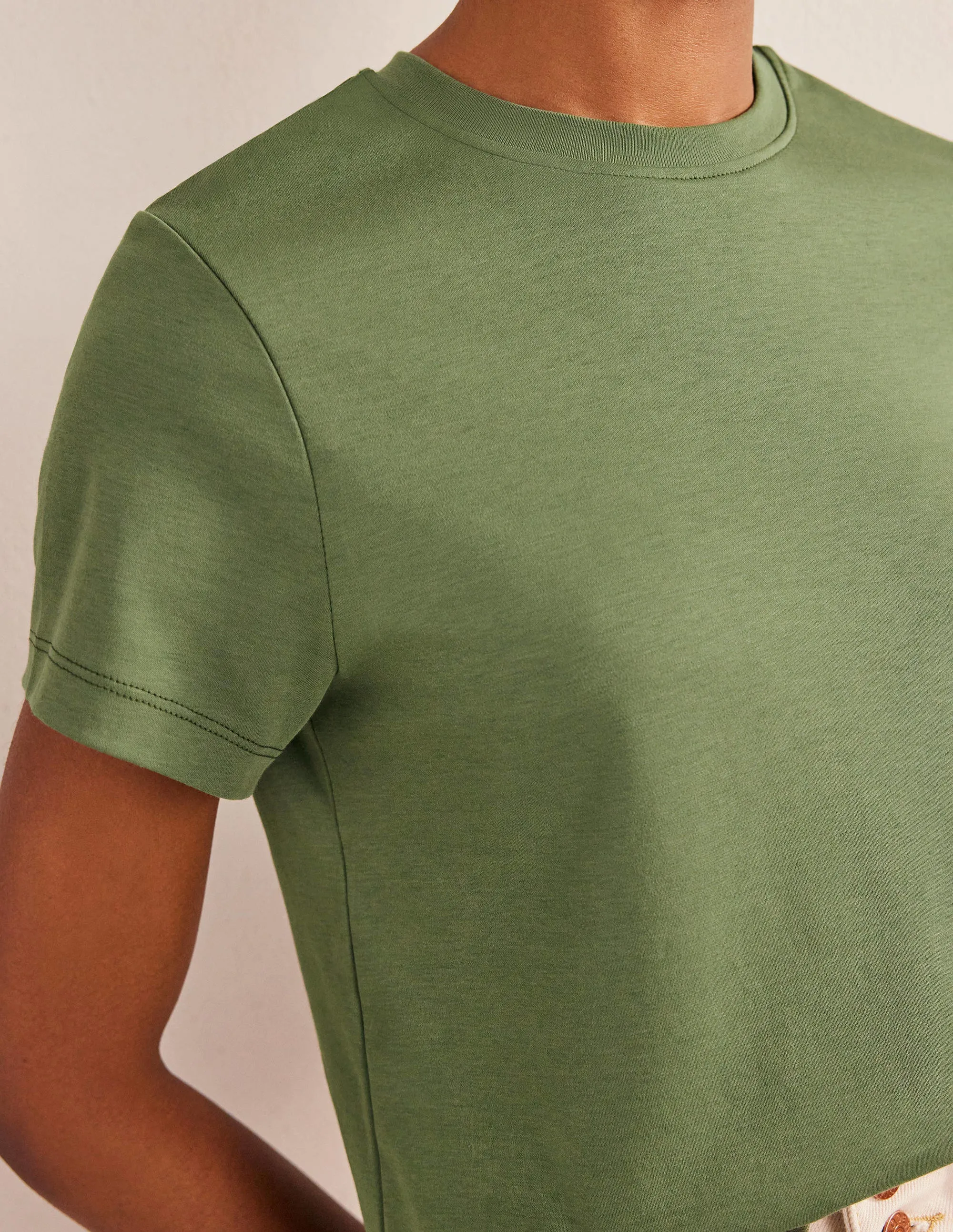 Perfect Cotton Cropped T-Shirt-Spruce