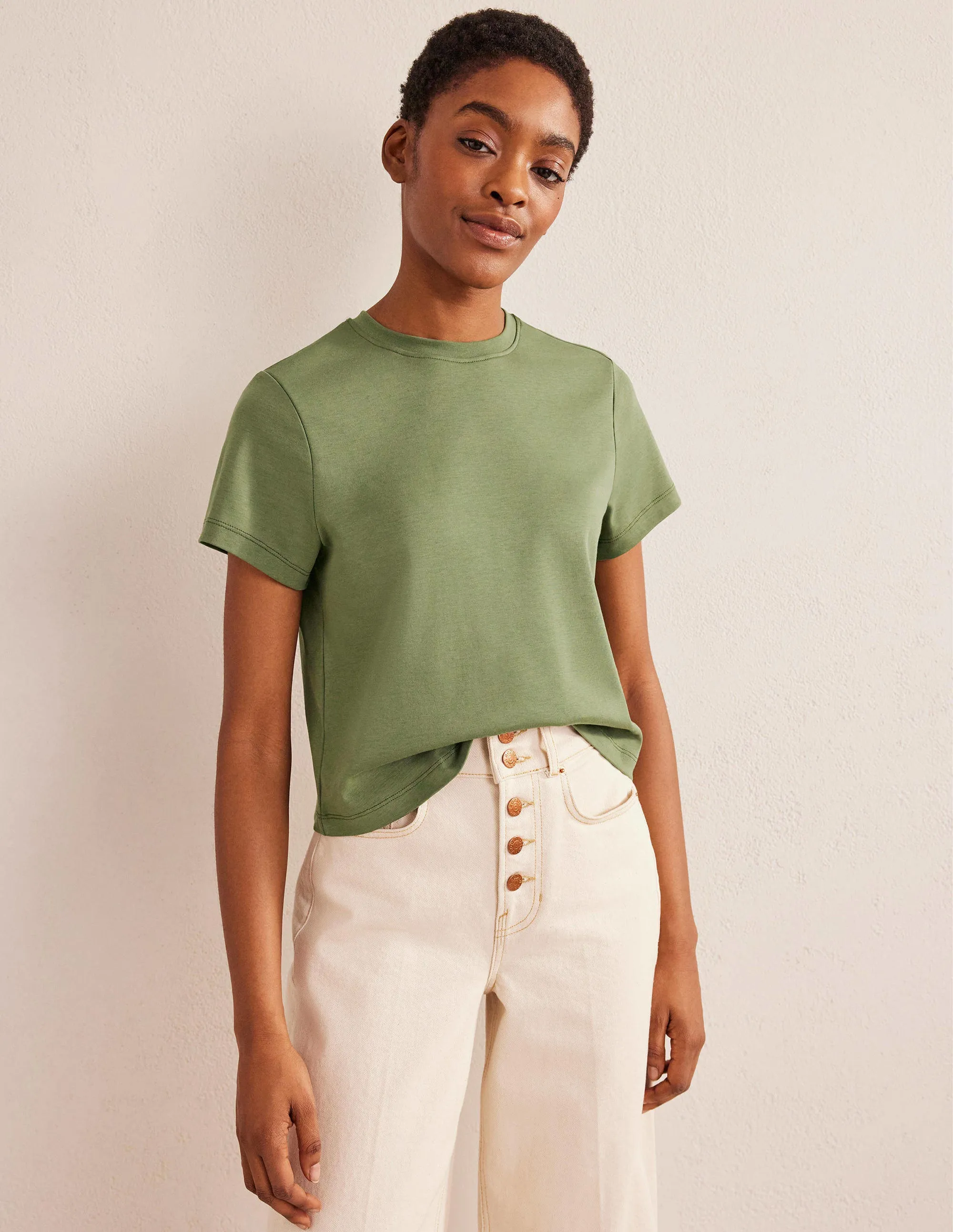 Perfect Cotton Cropped T-Shirt-Spruce