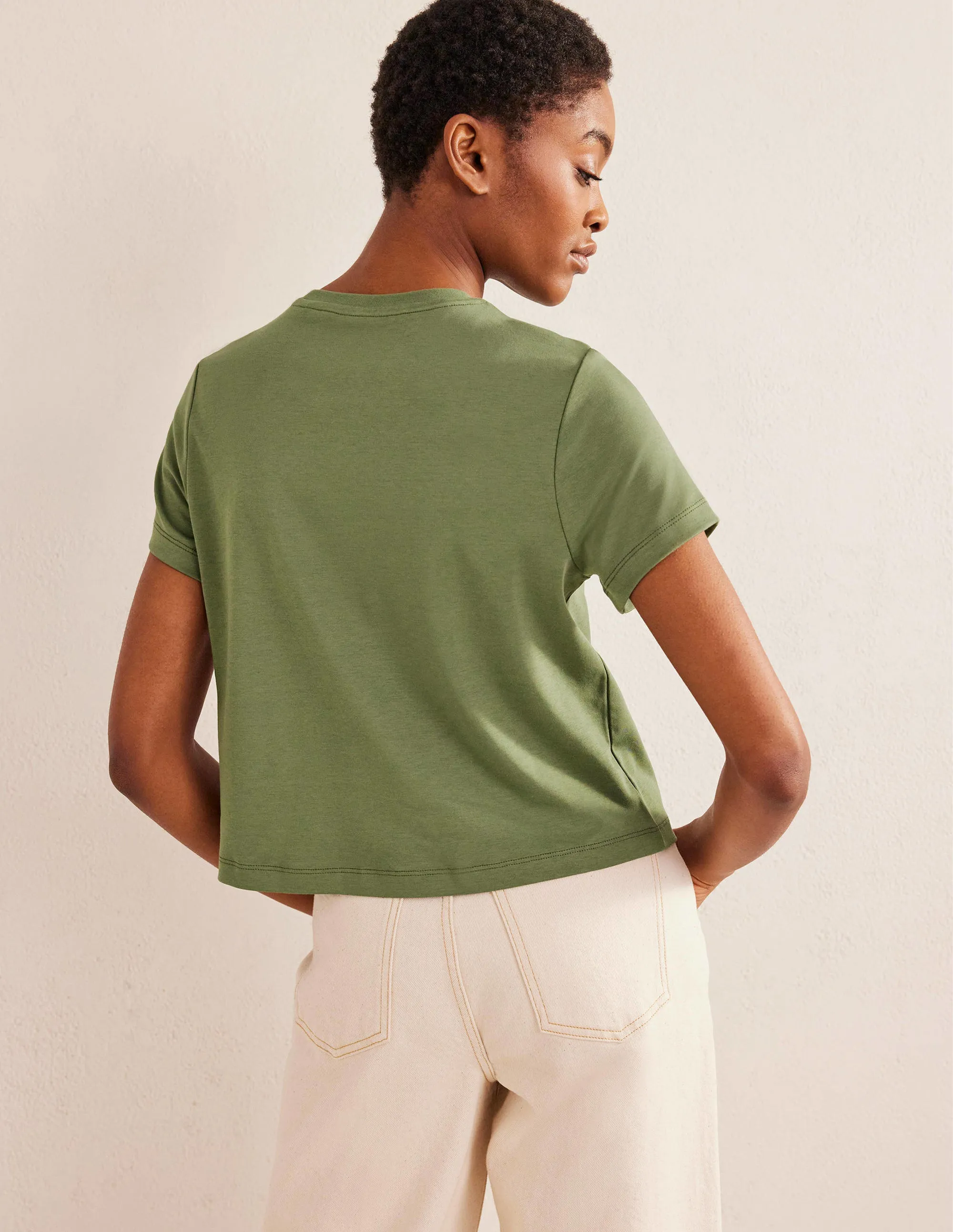 Perfect Cotton Cropped T-Shirt-Spruce