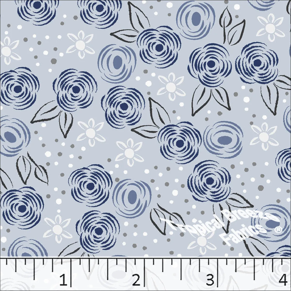 Poly Cotton Floral Sketch Print Dress Fabric 5821