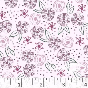 Poly Cotton Floral Sketch Print Dress Fabric 5821